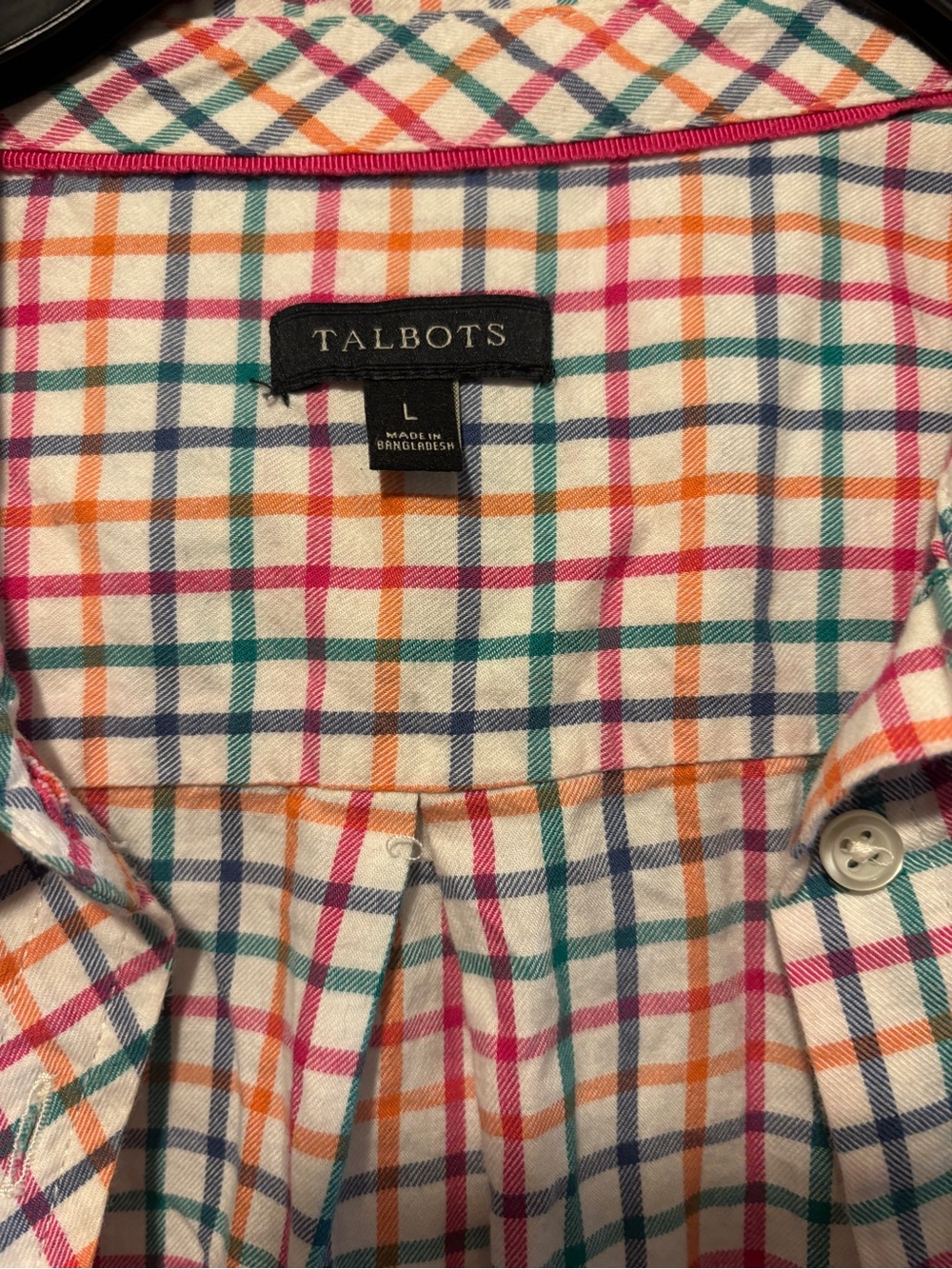 Talbots Men’s Multicolor Plaid Button-Up Shirt - Large